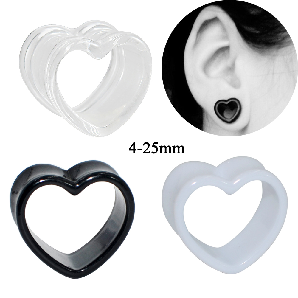 Body Jewelry Gauges - Akrylowa miłość czarny biały w kształcie