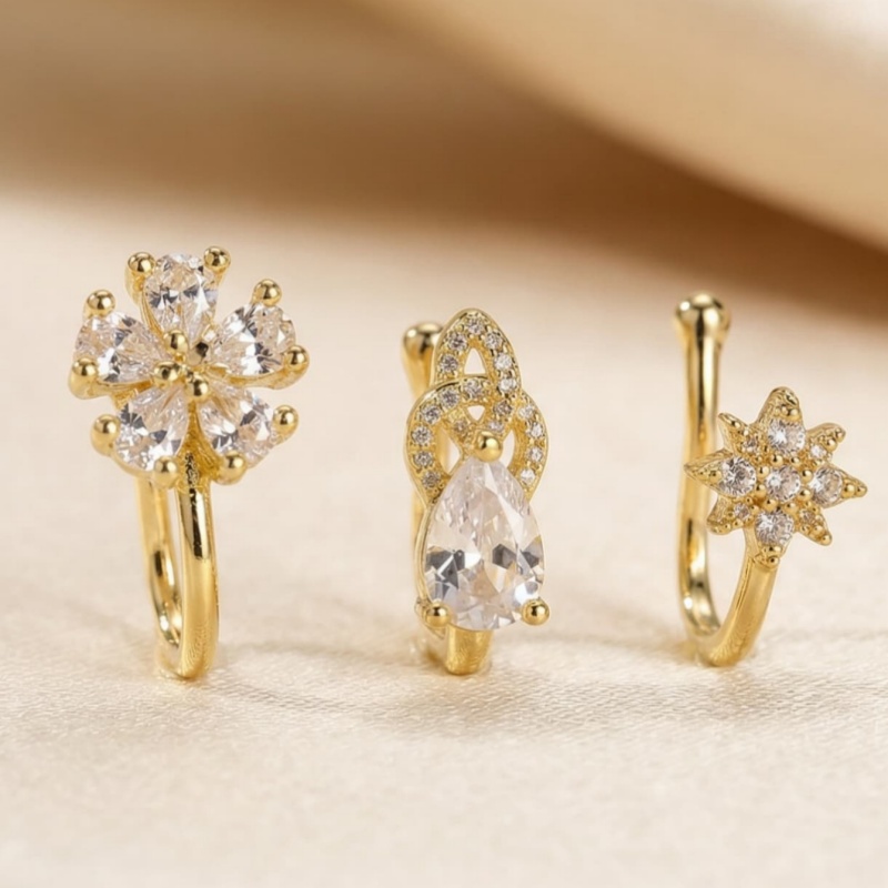 Body Jewelry Materials - 3-częściowy zestaw minimalistycznych i uniwersalnych klipsów