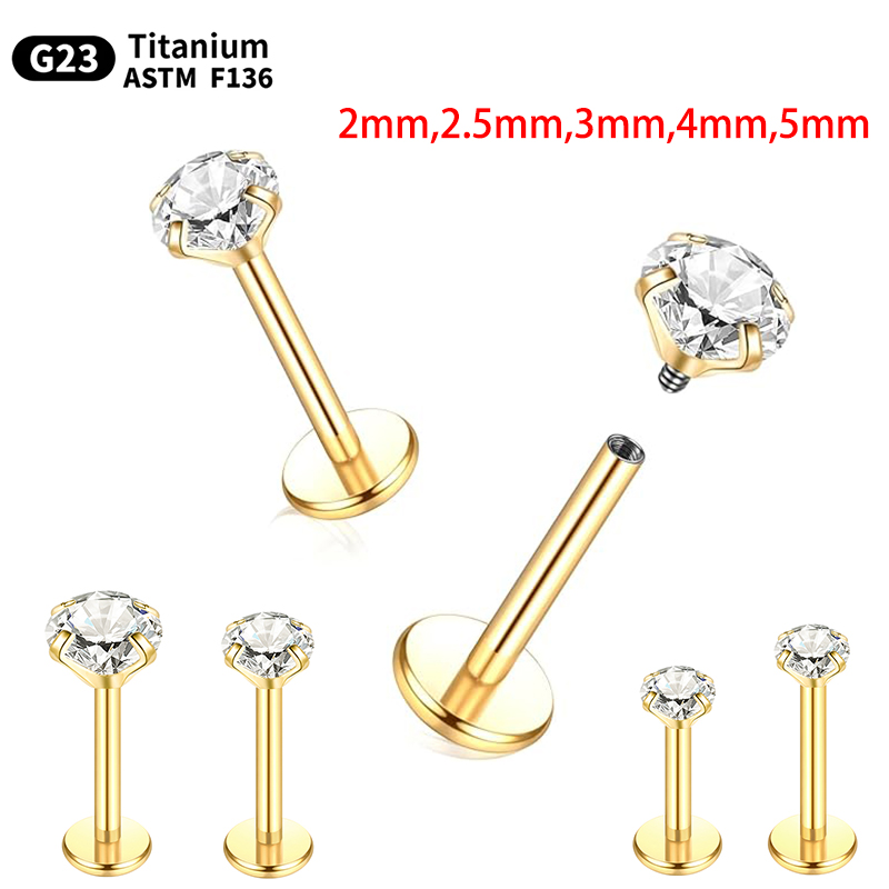 Flat Back Labret Stud - 5/10 sztuk G23 tytanowy Labret stadniny