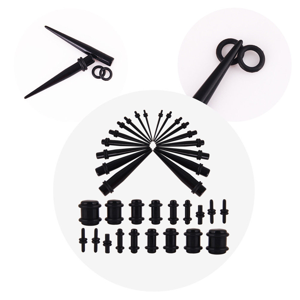 Body Jewelry Gauge Sizes - 36-częściowy zestaw ekspanderów do uszu, stożkowe