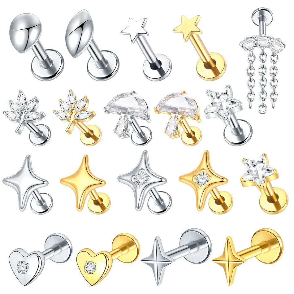 1/5 szt. Kolczyk do chrząstki  – Flat Back Labret Stud recenzja i cena