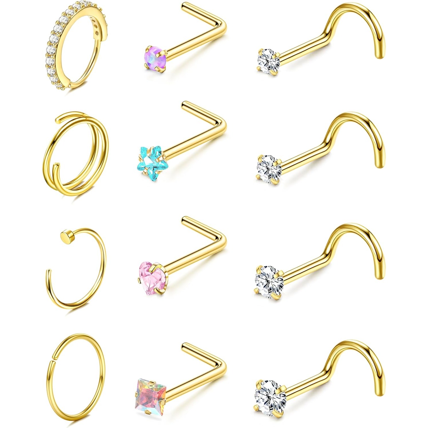 ORAZIO 12 szt. Kolczyki do nos – Body Jewelry Women recenzja i cena