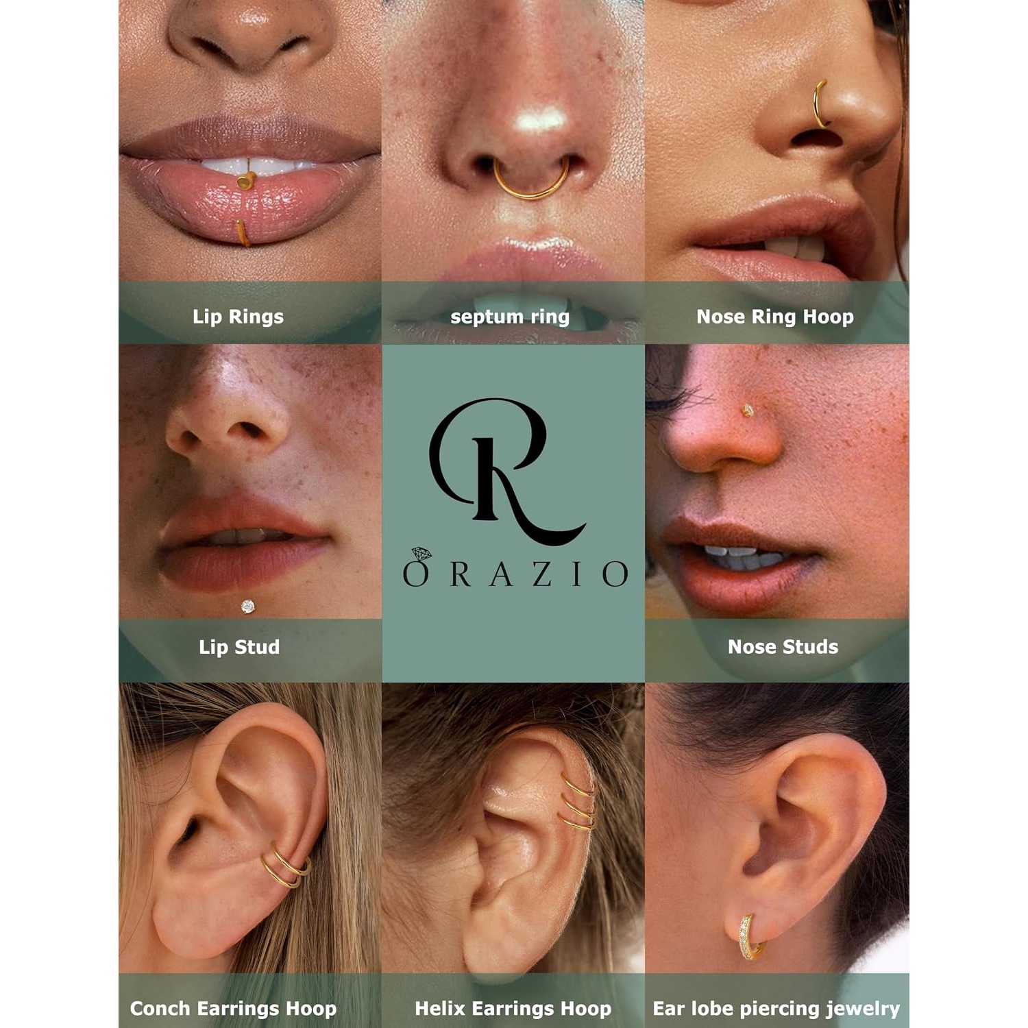 ORAZIO 12 szt. Kolczyki do nos – Body Jewelry Women recenzja i cena