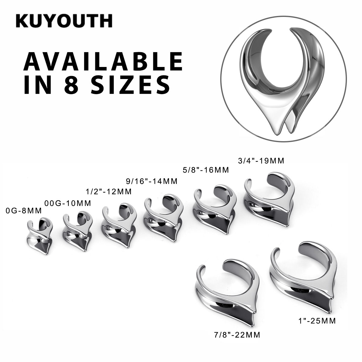 KUYOUTH Stal Nierdzewna Otwart – Body Jewelry Gauge Sizes recenzja i cena