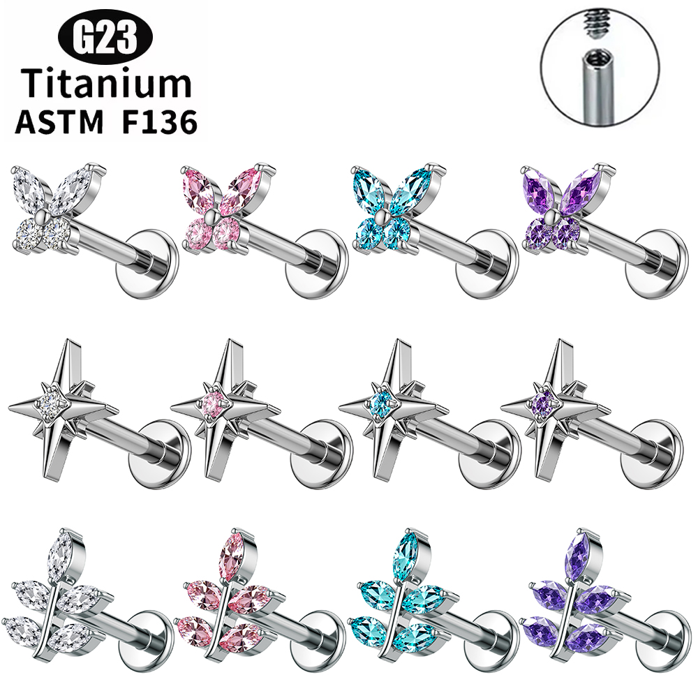 1 szt. Tytanowy kolczyk G23 16 – Flat Back Labret Stud recenzja i cena