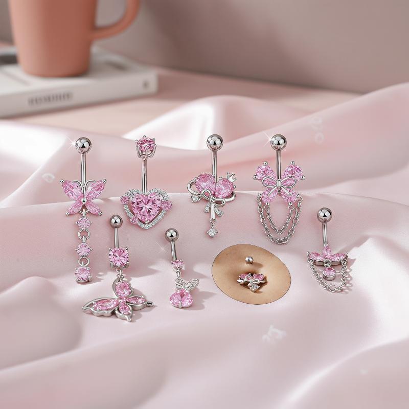 Modne różowe kryształowe kolcz – Body Jewelry Belly Button Rings recenzja i cena