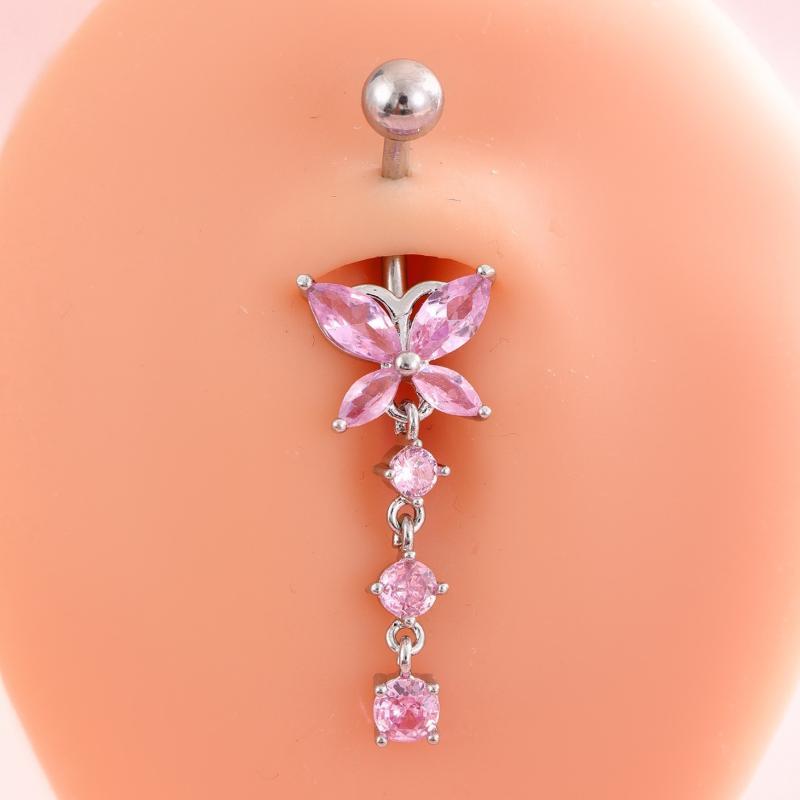 Modne różowe kryształowe kolcz – Body Jewelry Belly Button Rings recenzja i cena