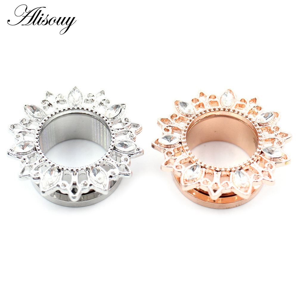 Alisouy 2szt Kwiat ze stali ni – Body Jewelry Gauges recenzja i cena