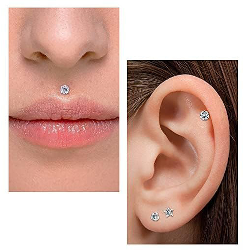 16G Push In bezgwintowe kolczy – Flat Back Labret Stud recenzja i cena