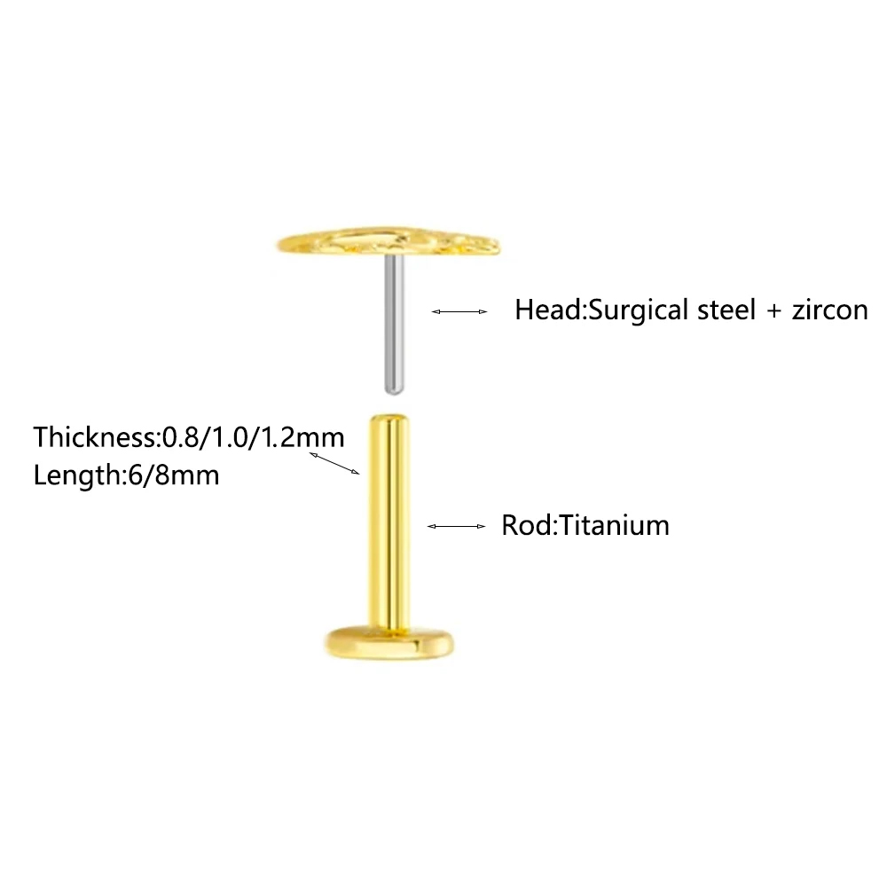 ASTM F-136 tytanowy piercing L – Flat Back Labret Stud recenzja i cena